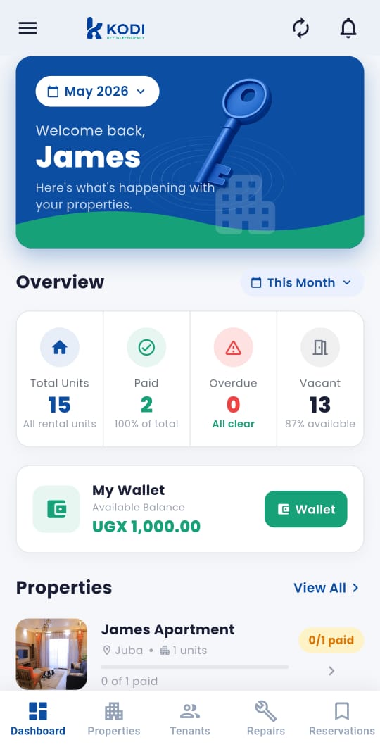 KodiSpace — Landlord dashboard