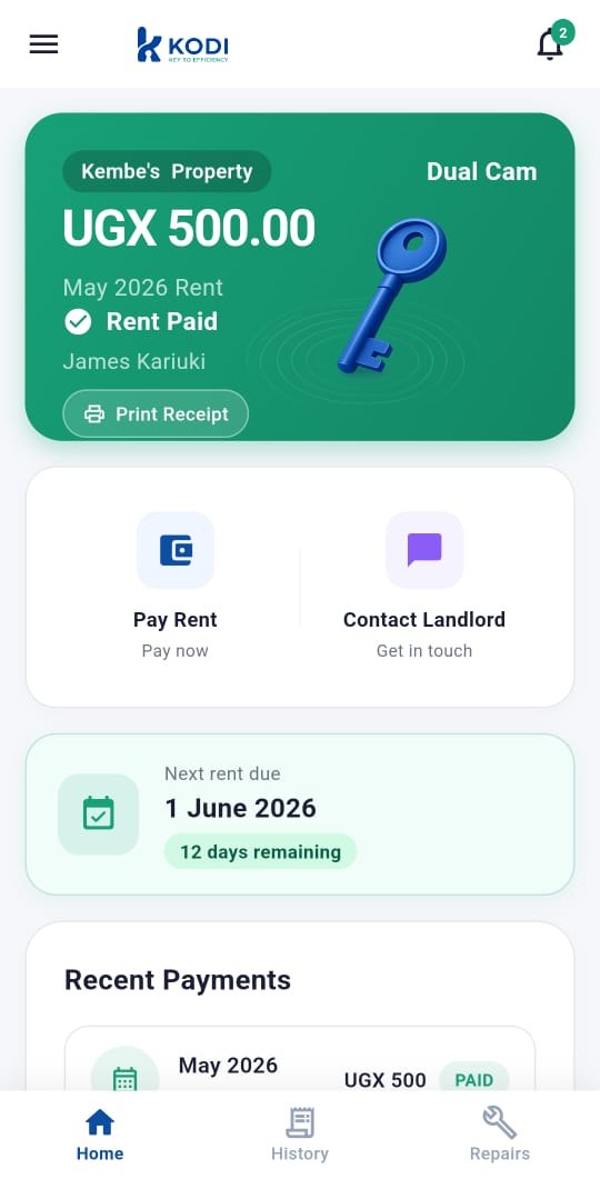 KodiSpace — Tenant home